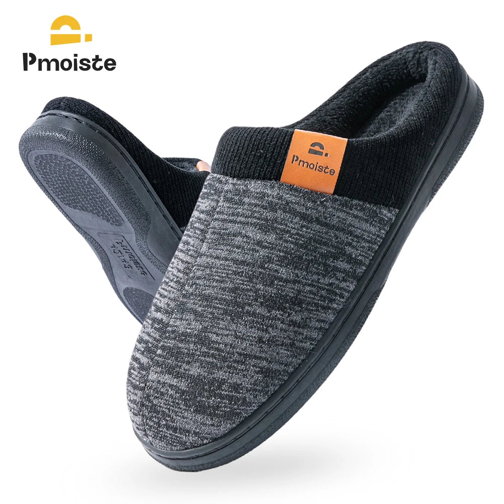 Winter Warm Men's Home Knitted Splicing Slippers