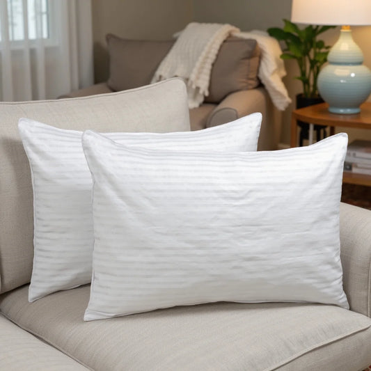 Stripe Pillows Hotel Quality 2 Pack Bed Pillows