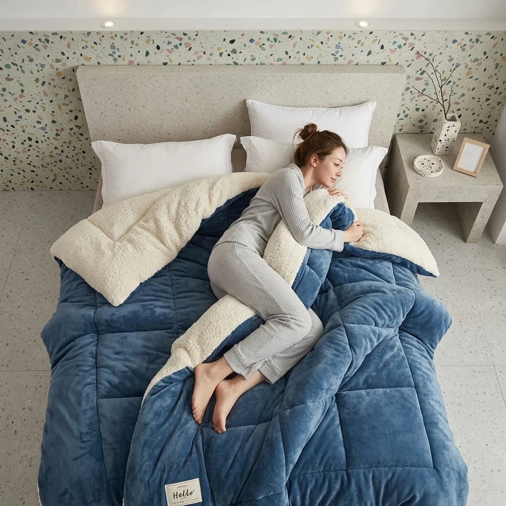 1PC Crystal Velvet Puffy Comforter