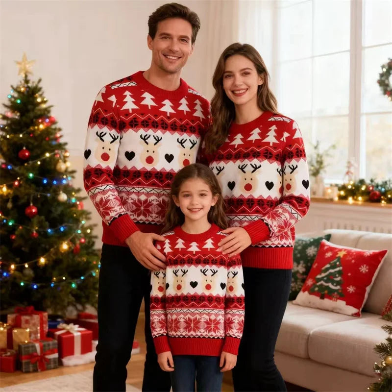 Christmas Family Sweaters Parent-Child Matching Pollover
