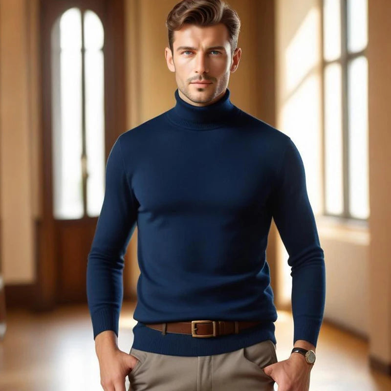 Soft Cashmere Sweater Men's Turtleneck Pullover