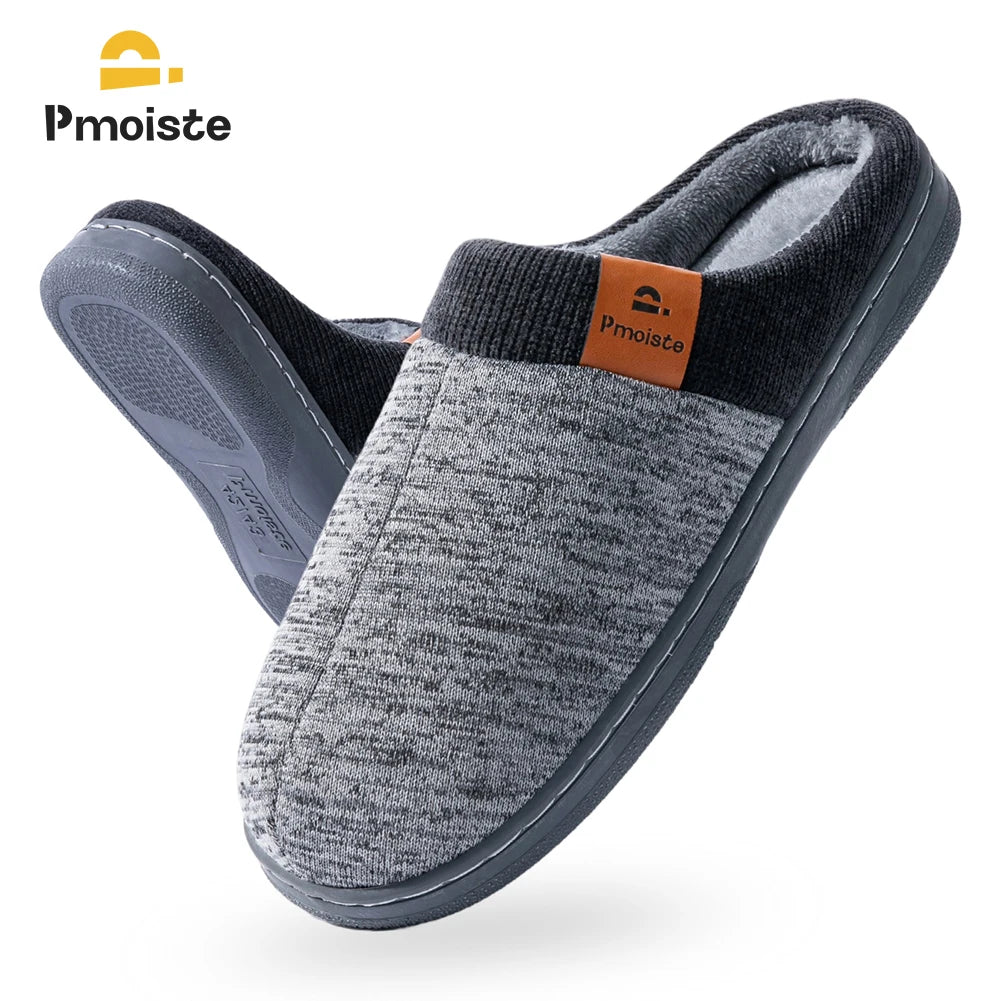 Winter Warm Men's Home Knitted Splicing Slippers