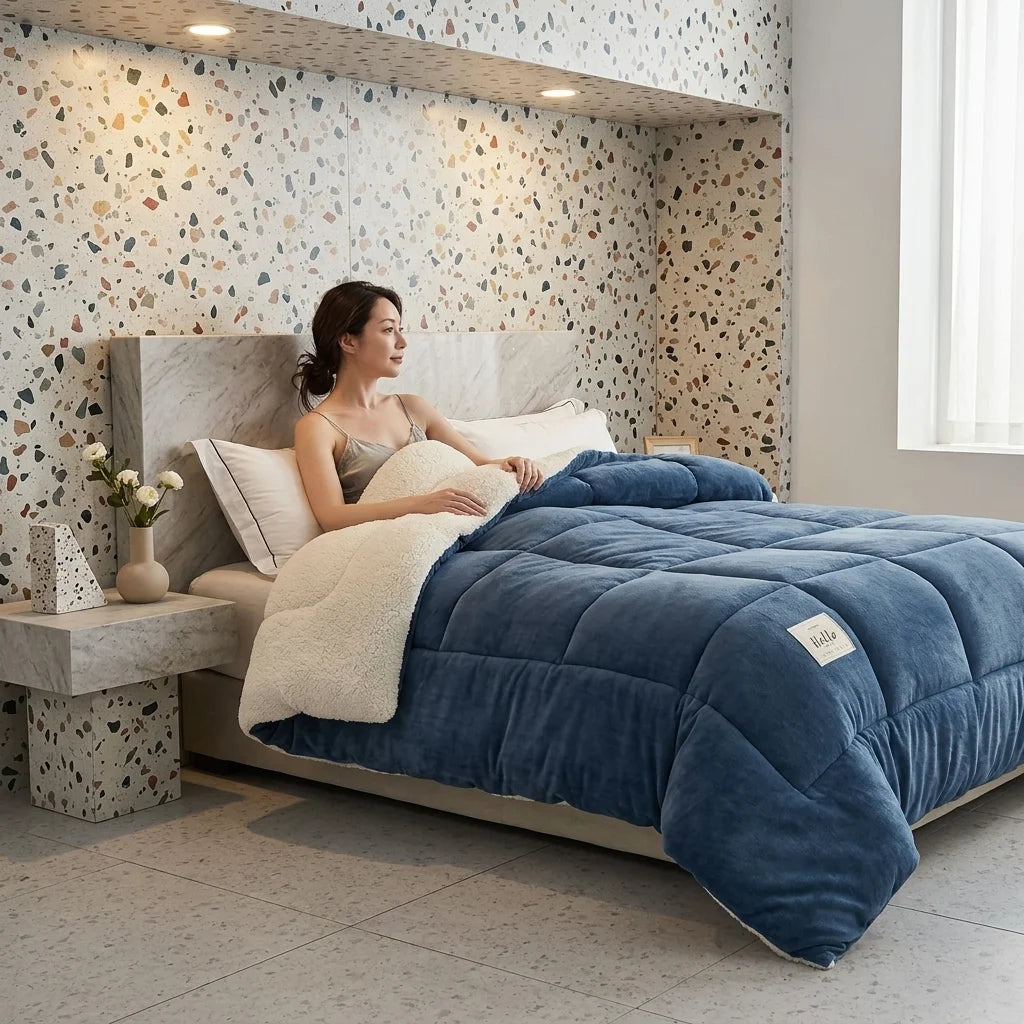 1PC Crystal Velvet Puffy Comforter