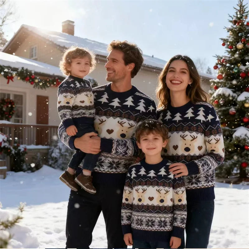 Christmas Family Sweaters Parent-Child Matching Pollover