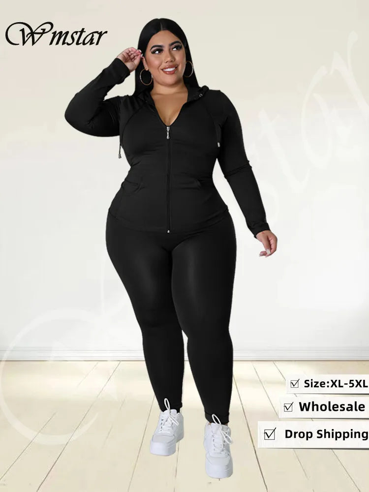 Wmstar Plus Size Women Hoodies Sweatsuit Leggings Pants Sets