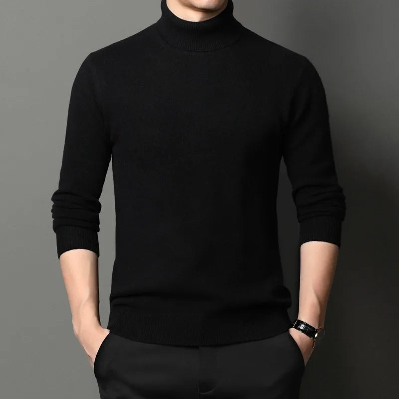 Turtleneck Men 100% Wool Pullover