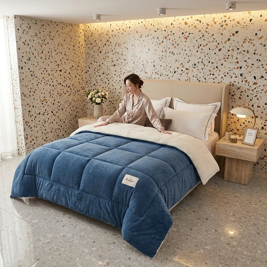 1PC Crystal Velvet Puffy Comforter