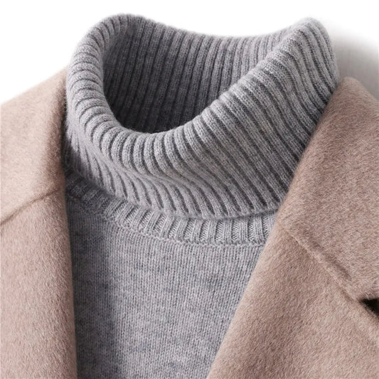 Turtleneck Men 100% Wool Pullover