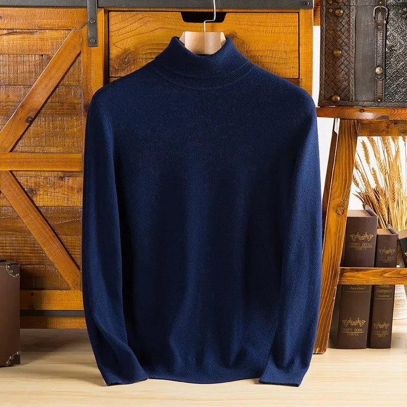Turtleneck Men 100% Wool Pullover