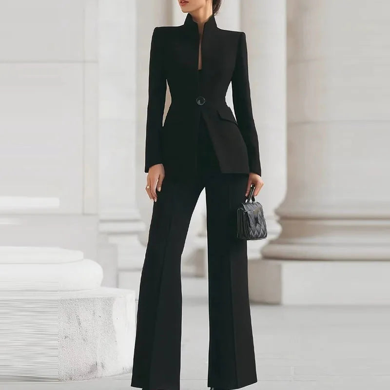 Elegant Long Sleeved Blazer+Pants Suit