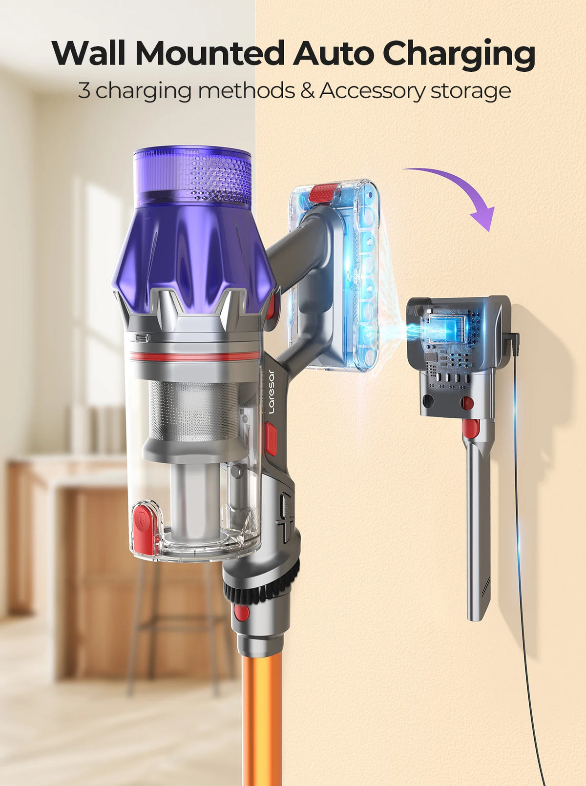 V7 500W 50KPA Suction Power Cordless Vacuum Cleaner