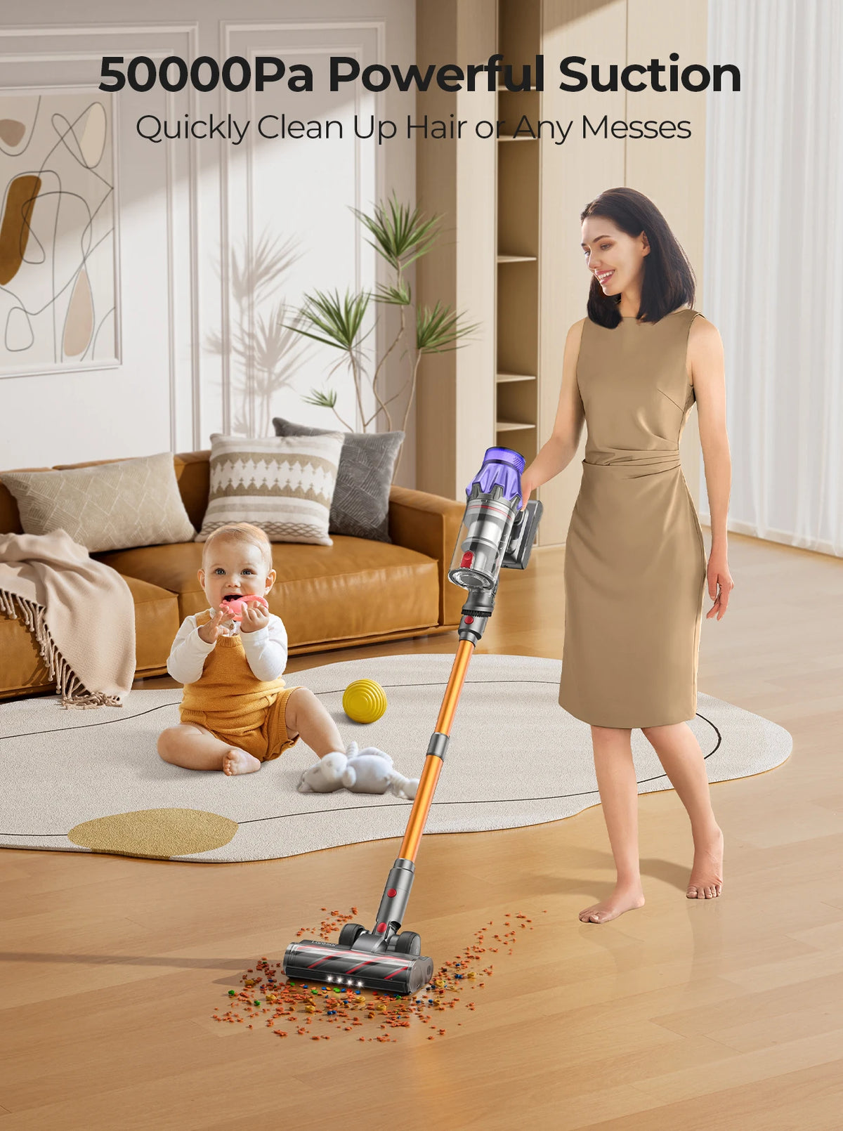 V7 500W 50KPA Suction Power Cordless Vacuum Cleaner