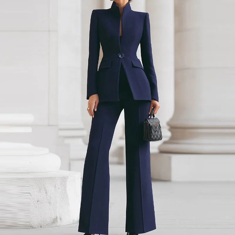 Elegant Long Sleeved Blazer+Pants Suit