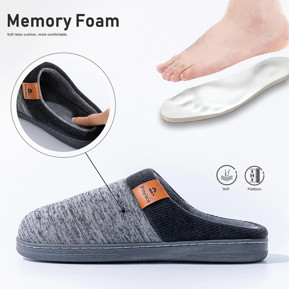 Winter Warm Men's Home Knitted Splicing Slippers