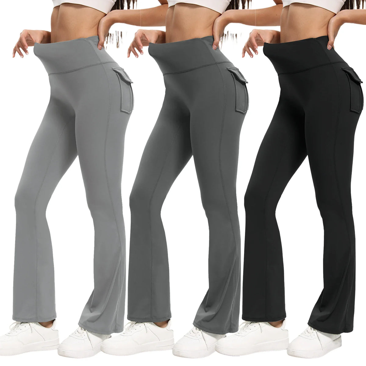 3 Pack Bootcut Yoga Pants With Pockets For Women