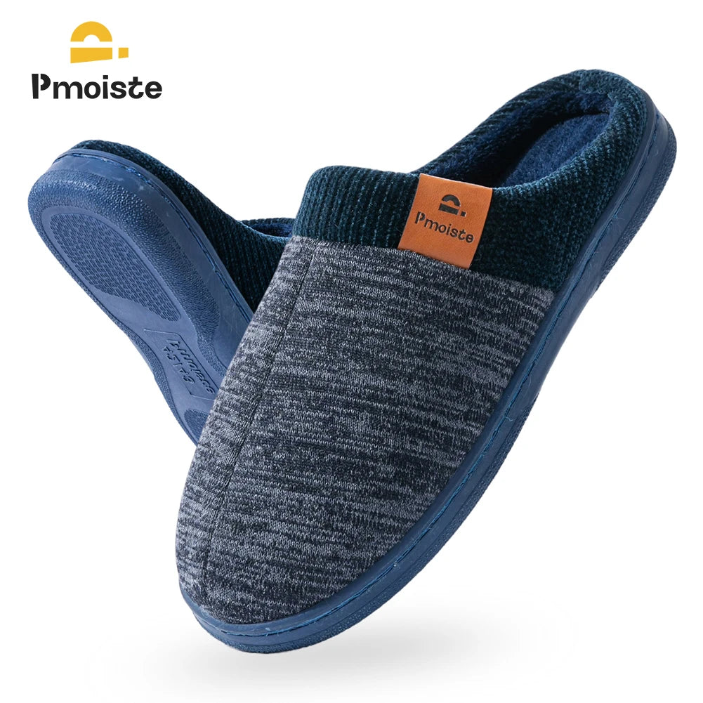 Winter Warm Men's Home Knitted Splicing Slippers