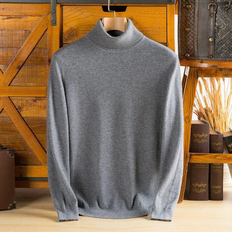 Turtleneck Men 100% Wool Pullover