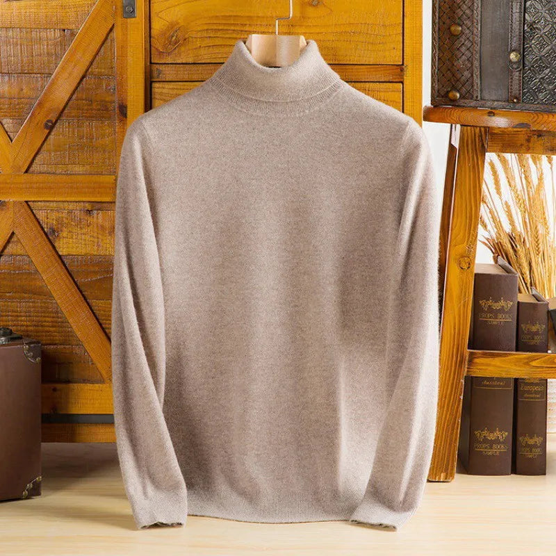 Turtleneck Men 100% Wool Pullover