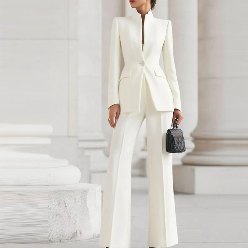 Elegant Long Sleeved Blazer+Pants Suit